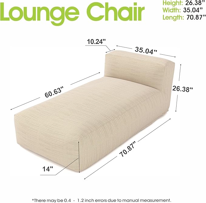 Outdoor Bean Bag Lounger Chair, Big Comfy Outdoor Daybed for Sunbathing and T...