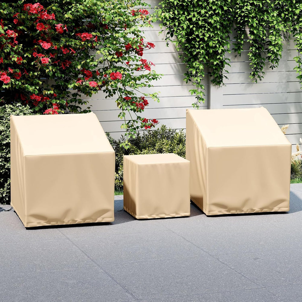 Tangkula Patio Furniture Covers 3 Piece Set for 2 Chairs & Side Table