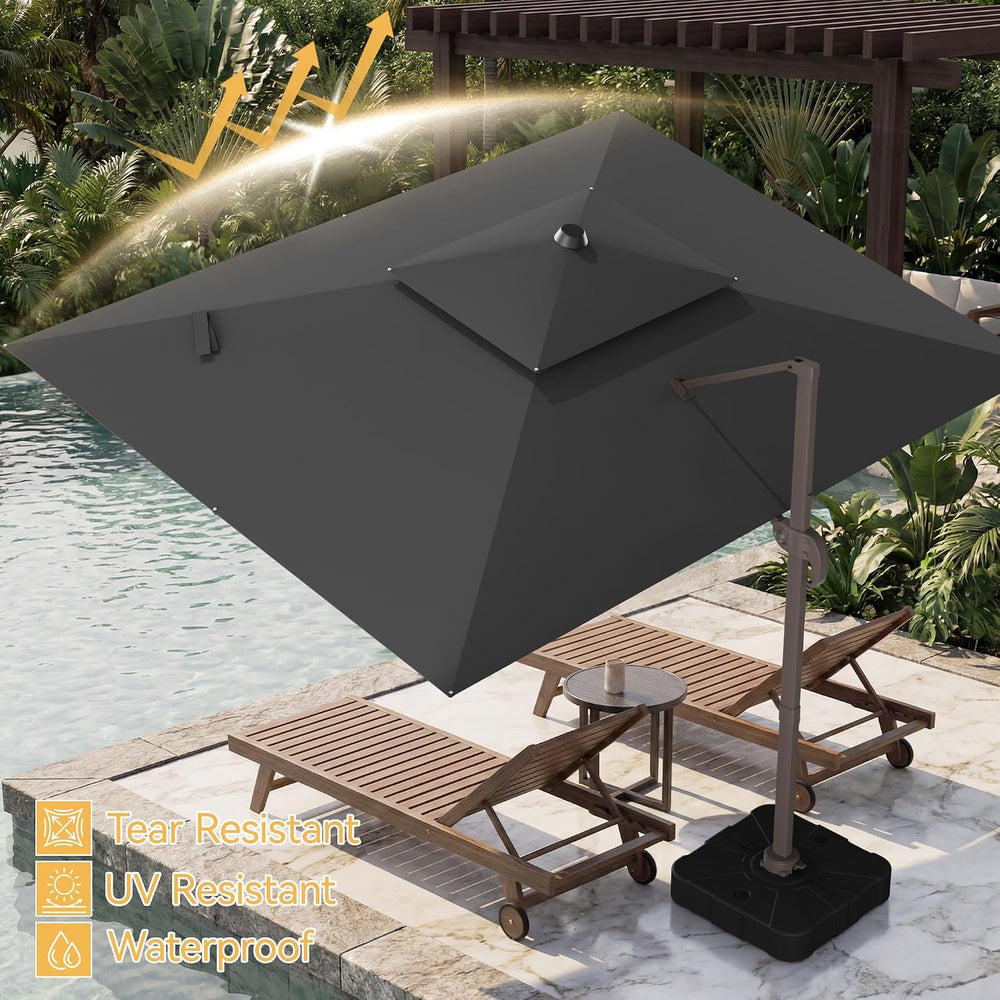 HASLE OUTFITTERS 10x13' Patio Cantilever Umbrella for Outdoor, 2 Top, Grey