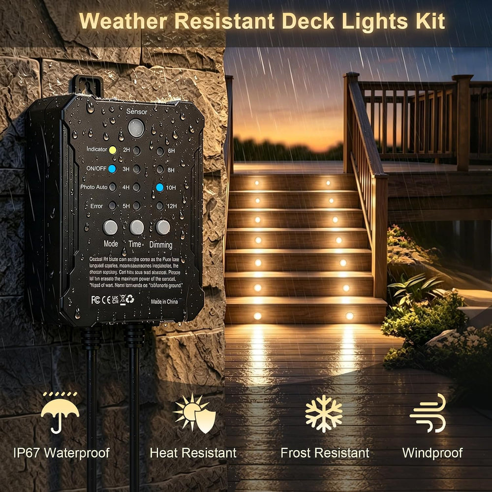 Dimmable LED Deck Lights with Timer and Photocell Sensor, 20 Pack 32mm Recess...