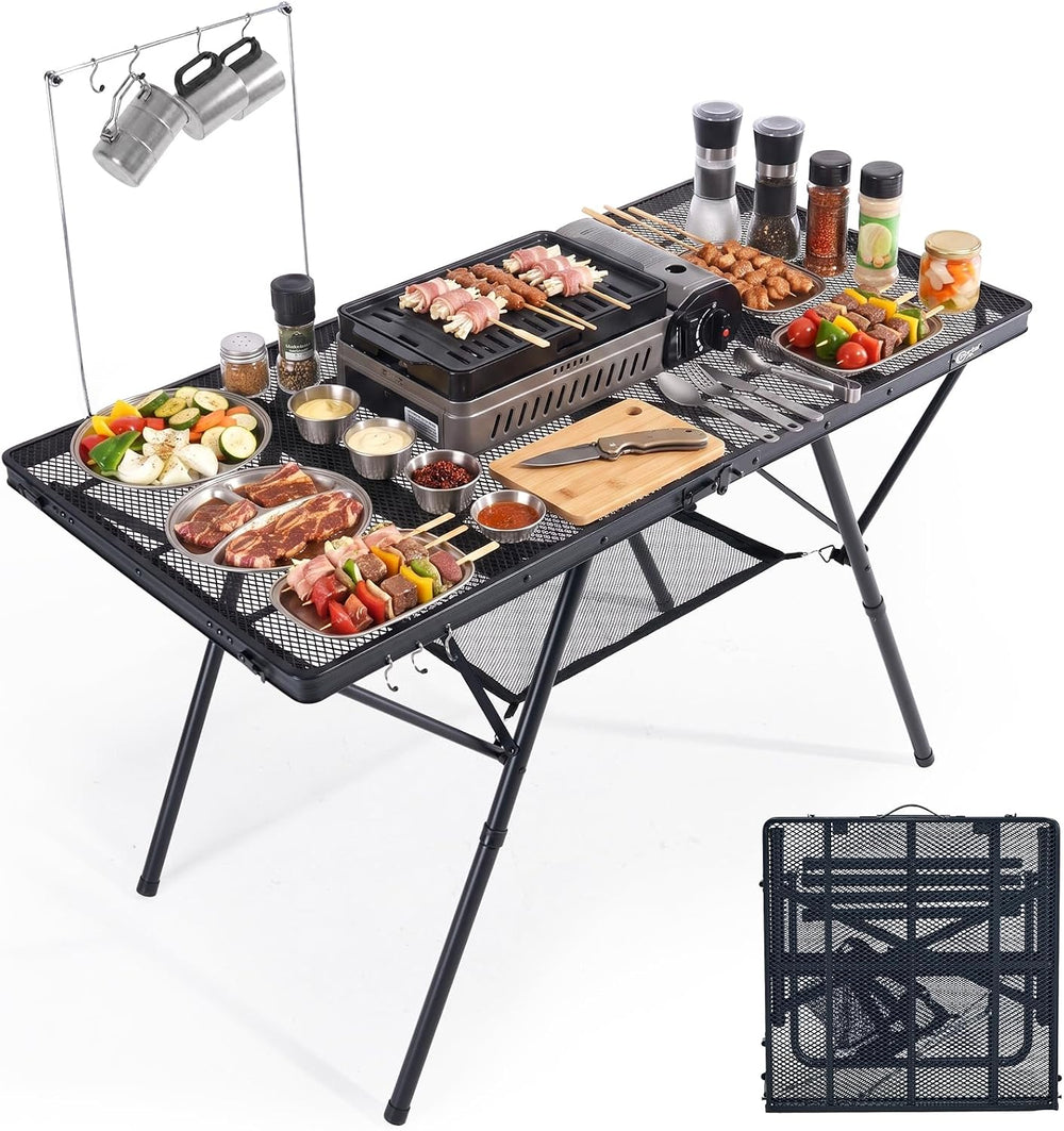 Portal 4 ft Folding Camping Grill Table Heavy Duty Portable Outdoor for BBQ
