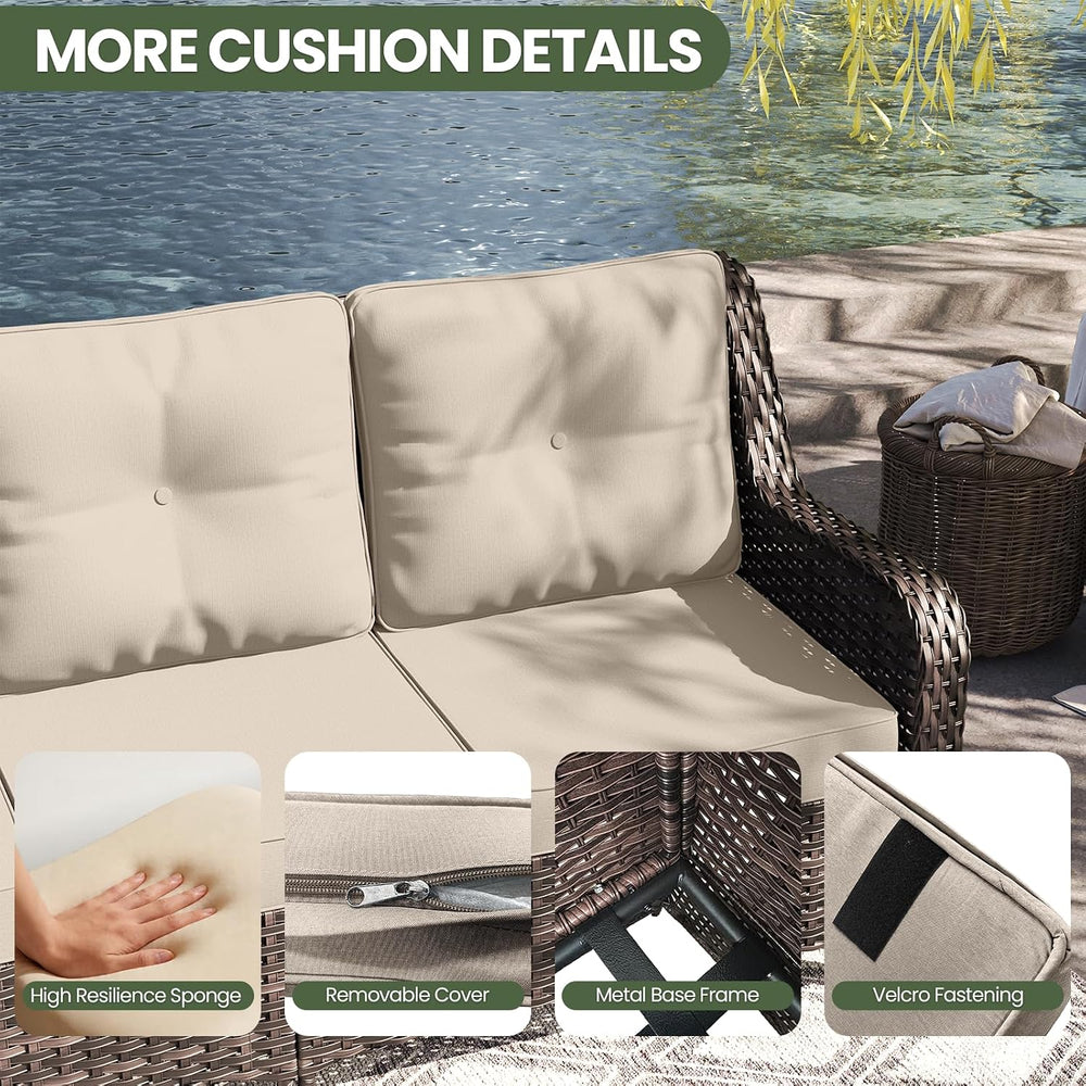 7 Pieces Patio Furniture Set,High Back Wicker Outdoor Sectional Furniture Set...
