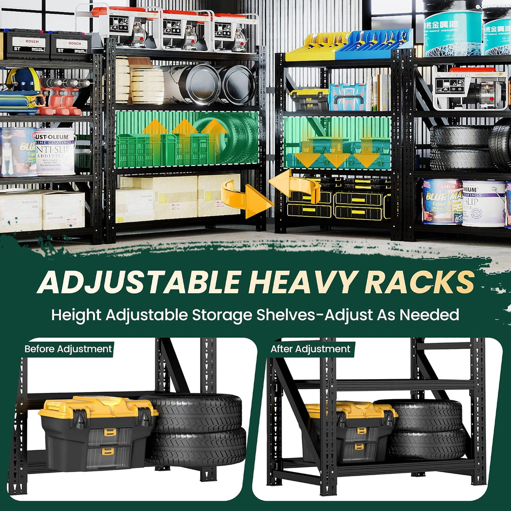 Heavy Duty Garage Storage Shelves, 71" Wide Metal Shelving Unit, 6000LBS...