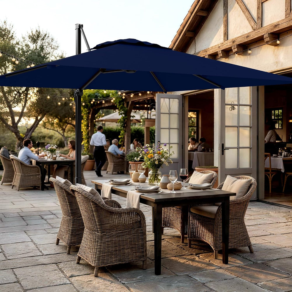 AreShark 10 X 13 FT Cantilever Umbrella w/ 360-Degree Rotation, Navy