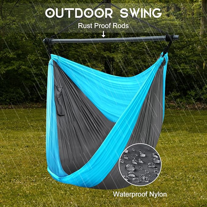Hammock Chair, Hanging Chair for Outdoor Indoor, Large Lightweight Swing Chai...
