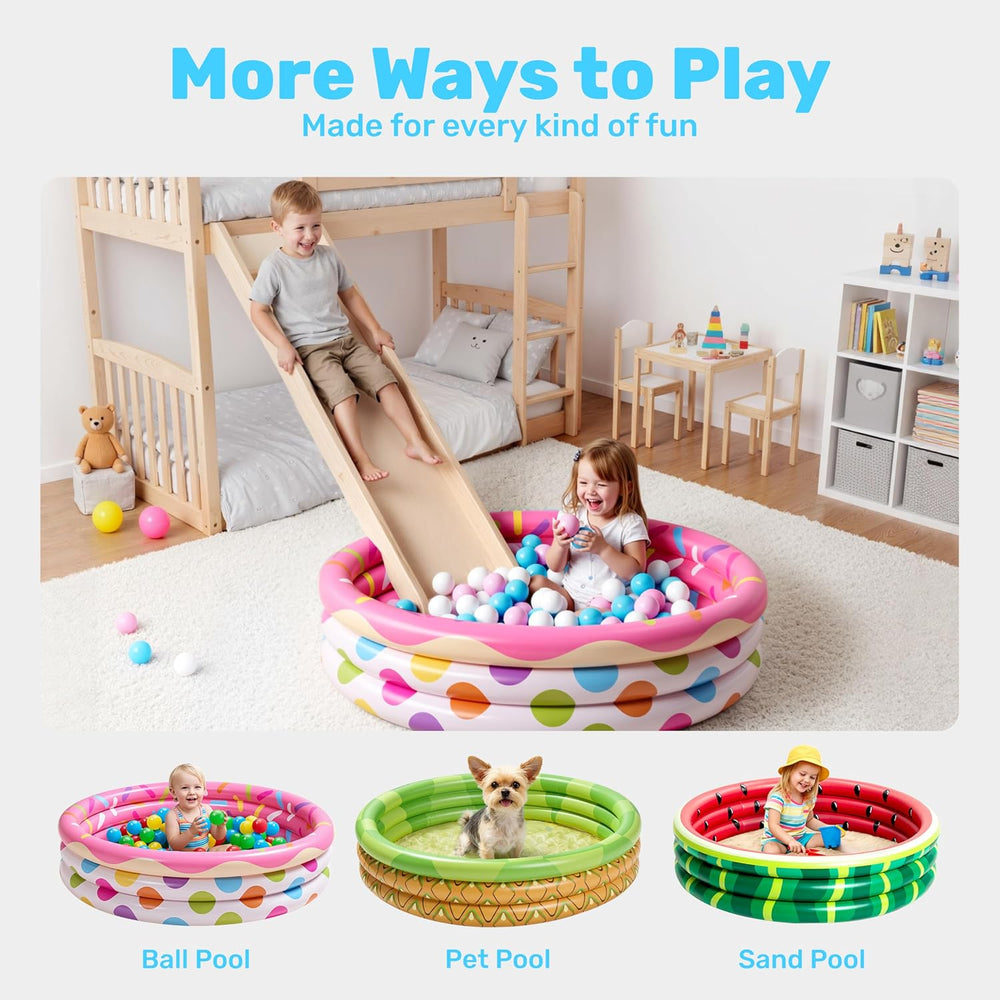 3 Pack 45" X 10" Inflatable Kiddie Pools, Watermelon & Pineappl...