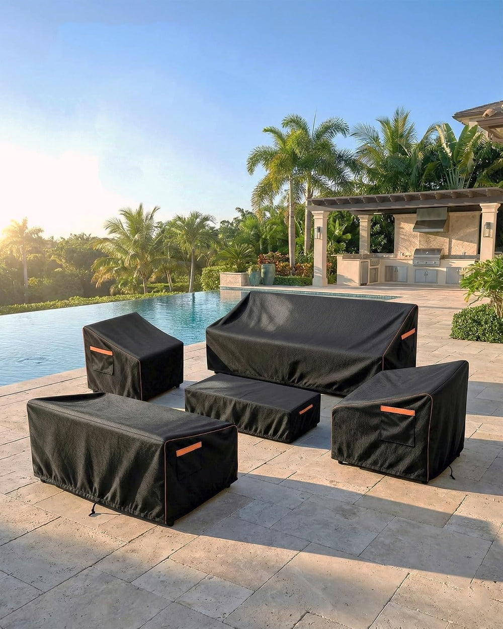 Patio Chair Covers Waterproof 2 Pack, 600D Oxford, 30W x 34D x 36H, Black