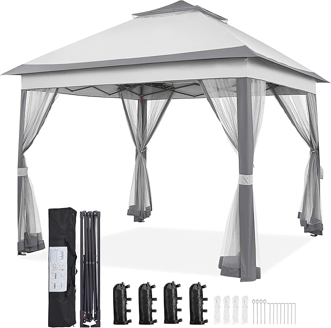 Yaheetech 11x11 Pop Up Gazebo Outdoor Canopy Shelter, Instant Patio Gazebo Su...
