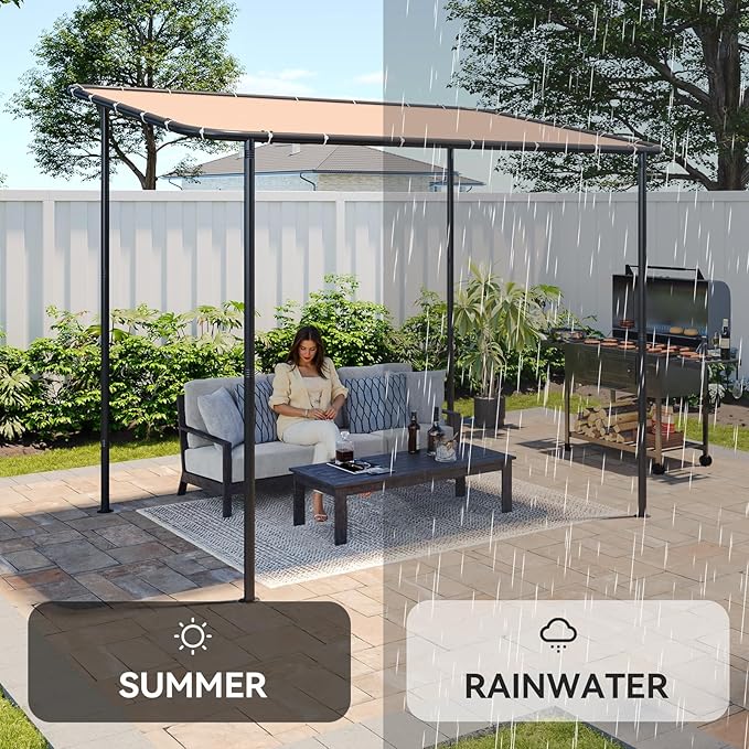 Aoxun 10x6 Lean to Gazebo Outdoor Pergola with Water Resistant & UV-Resis...
