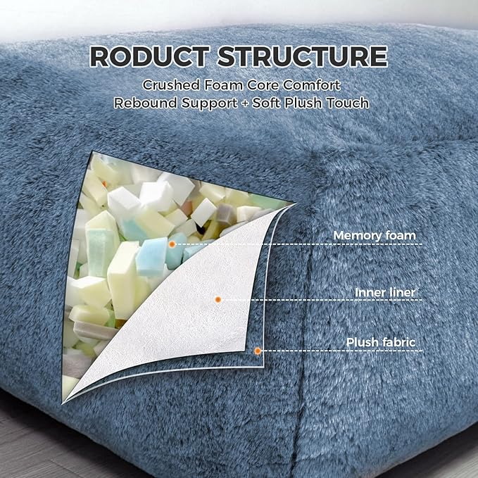 Giant Bean Bag Lounger Chair for Adults with Soft & Cozy Plush Fabric,Mem...