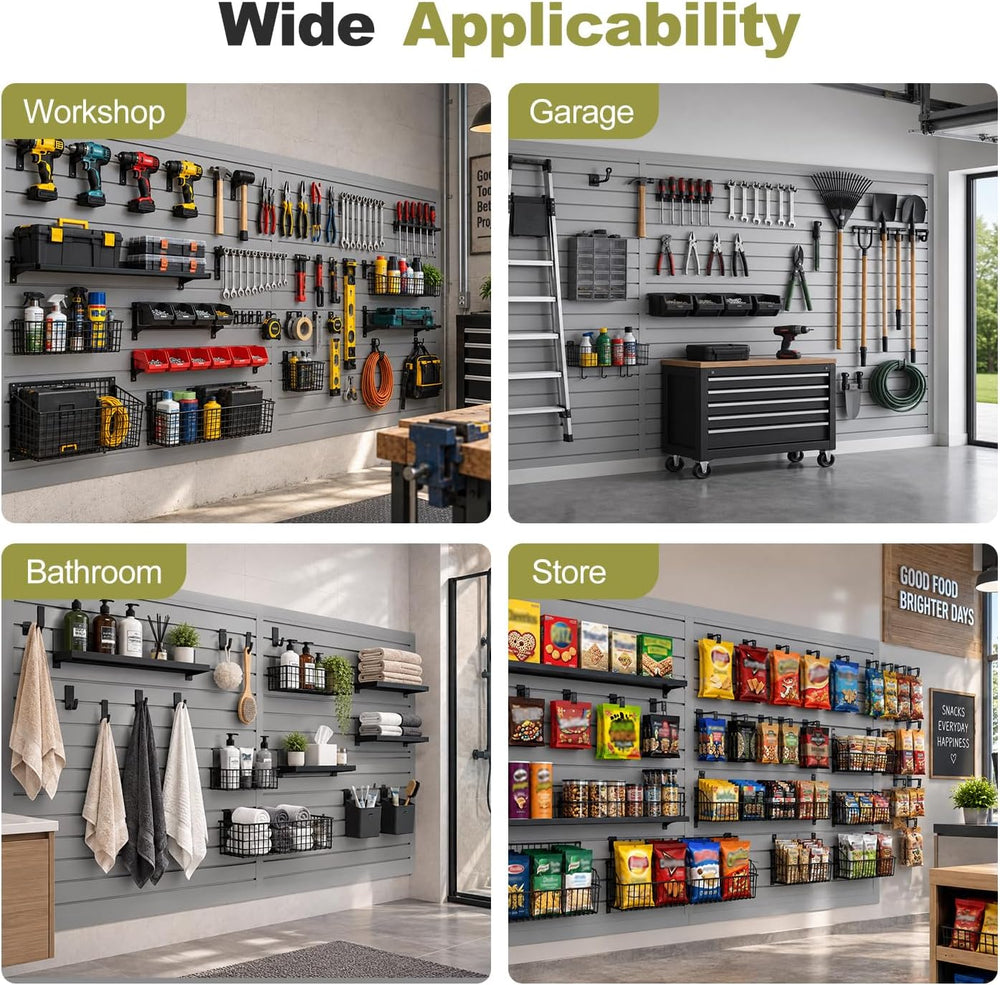 Slatwall Panel Garage Wall Organizer, Grey, 8'H x 4'W