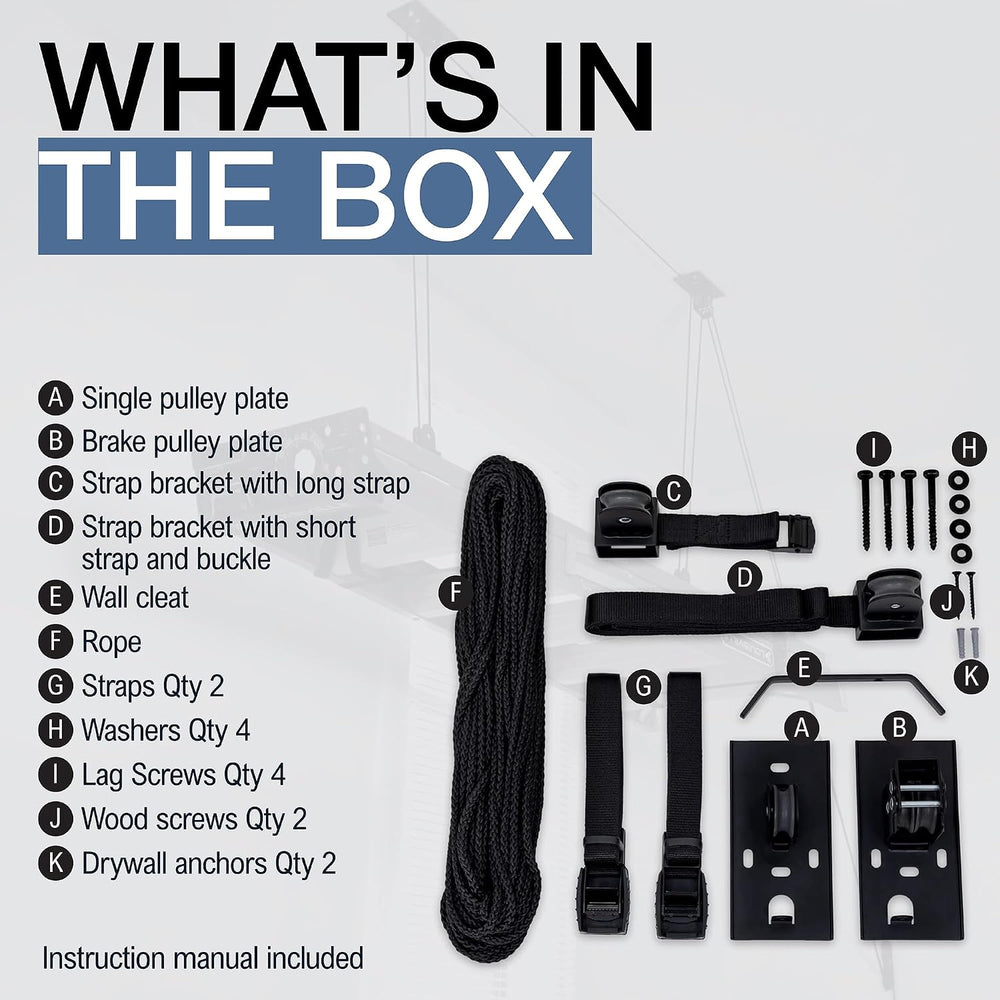 StoreYourBoard Ladder Storage Ceiling Pulley System, Garage Mount Hoist, Heav...