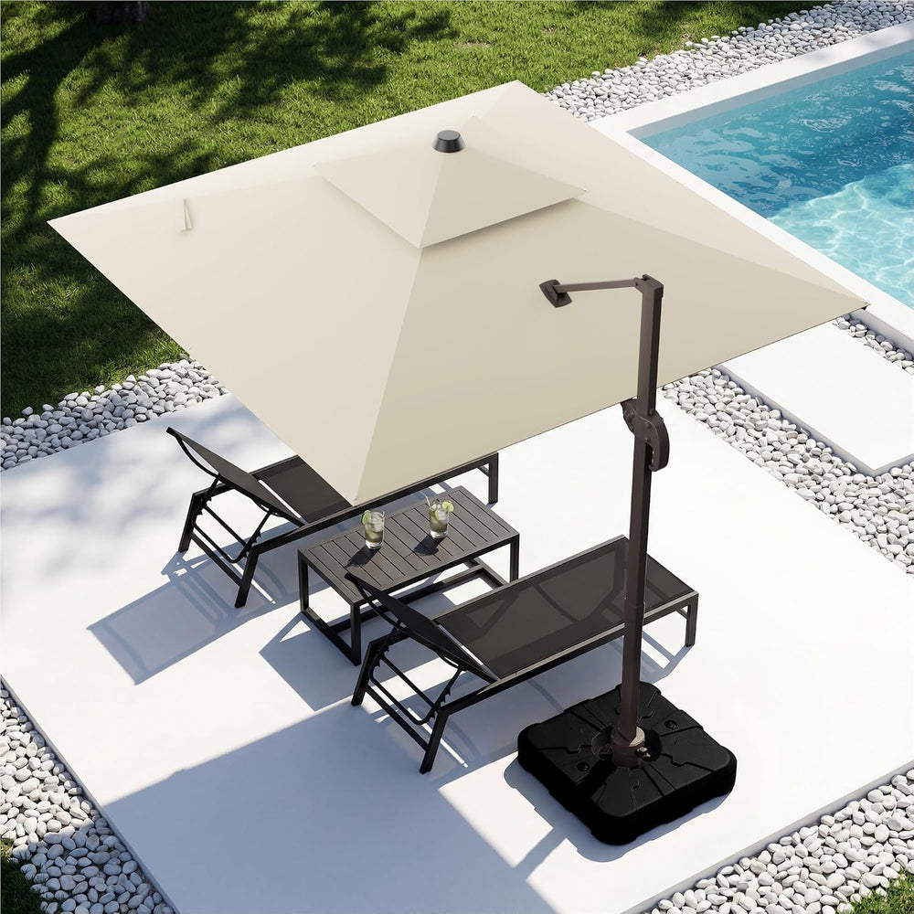 10x10FT Cantilever Outdoor Patio Umbrellas，Double Top Large Square Umbrella H...