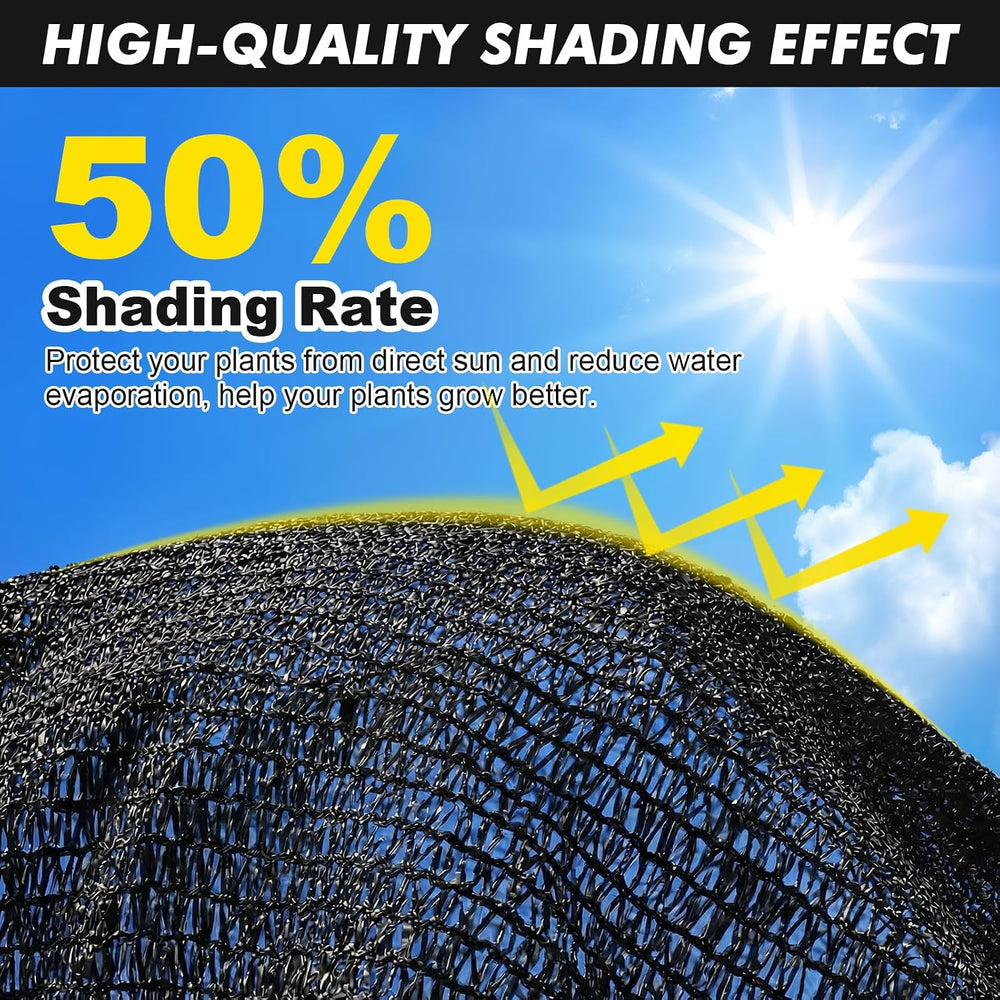 Artpuch 50% Black Garden Shade Cloth Roll for Plants, 5'10" x 100 FT