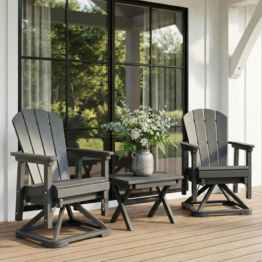 4-Piece Adirondack Swivel Glider Chair Set, Composite HDPE Outdoor Furniture ...