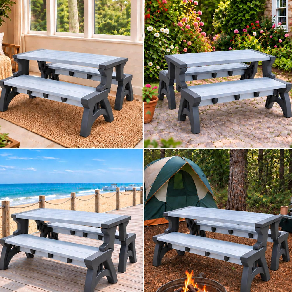 Convert-a-Bench 2-in-1 Outdoor Bench & Folding Picnic Table, Convertible