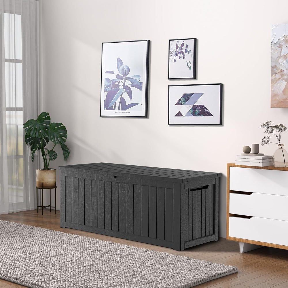 300 Gallon Outdoor Storage Box, Waterproof Resin Deck Container with Lockable...