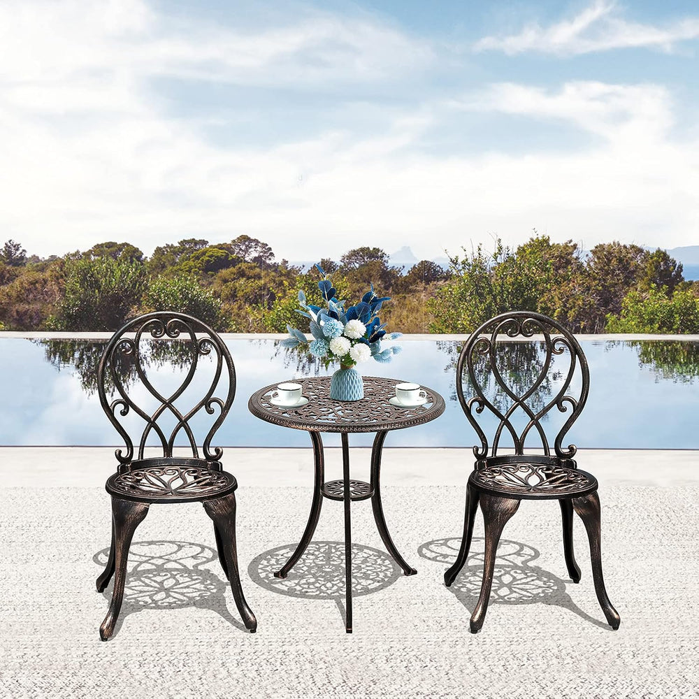 COBANA 3 Piece Outdoor Bistro Set, Patio Dining Retro Table and Chairs