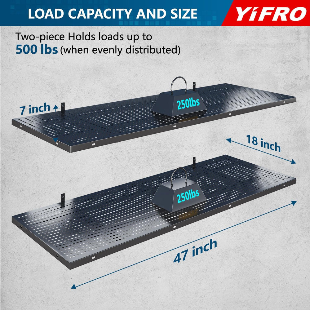 2-Pack 1.5x4ft Heavy Duty Garage Wall Shelving, 500 lbs Load Capacity, Garage...