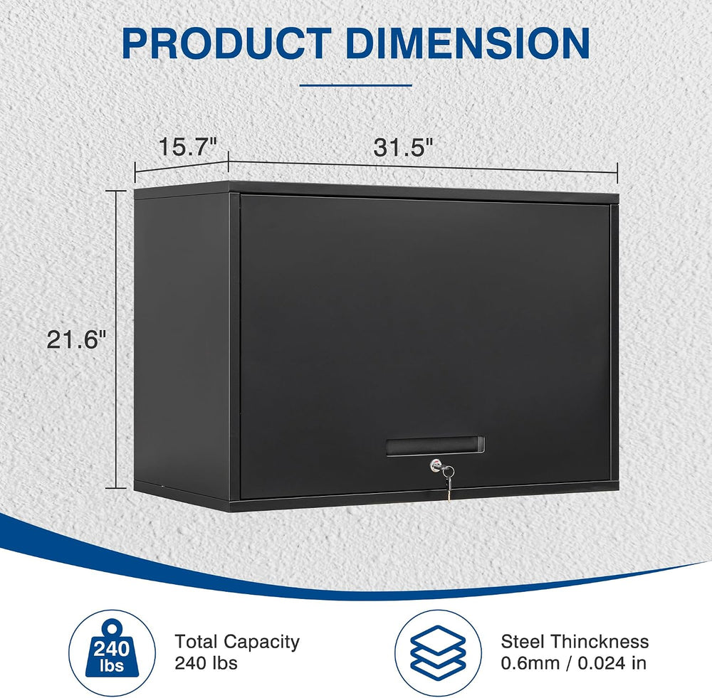 Fesbos Metal Storage Cabinet Black Wall Cabinets with Shelf and Locking Door ...