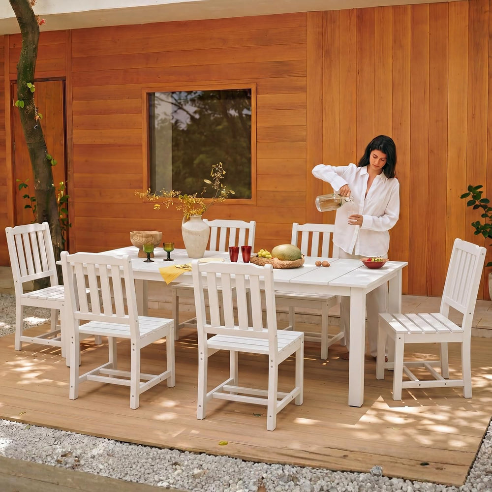 Perli™ 7-Piece Outdoor Dining Set, All-Weather HDPE Patio Table and 6 Chairs ...