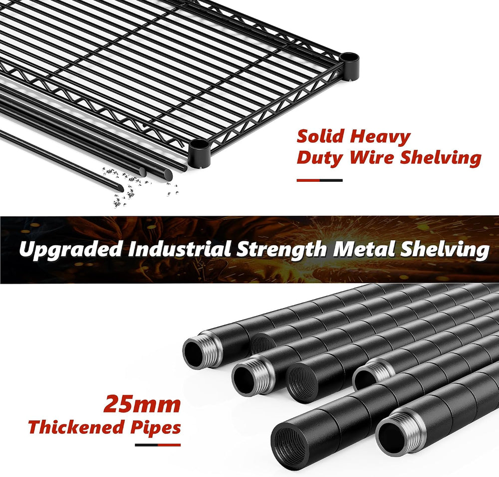 REIBII 5 Tier Storage Shelves with Wheels,1980LBS Metal Shelving for Garage
