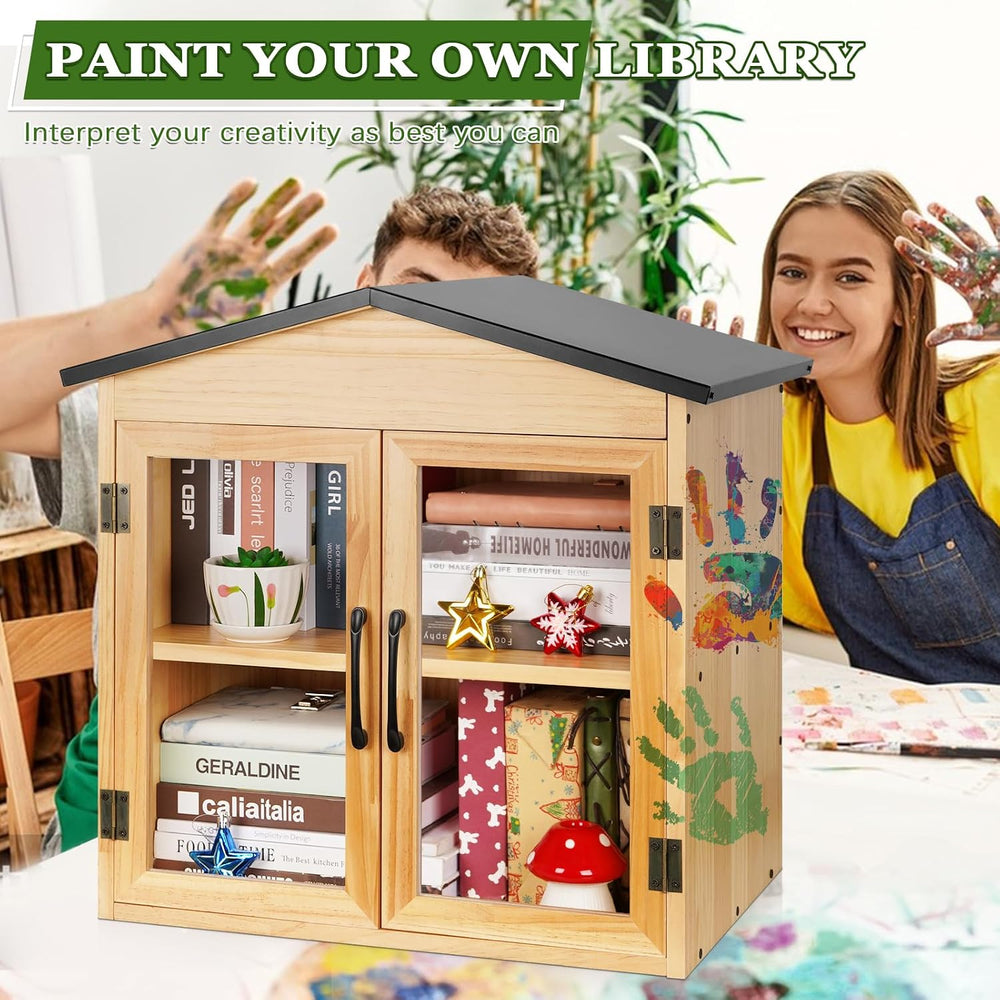 2-Tier Outdoor Library Outdoor Book Box Storage, 20x14x21 Inch