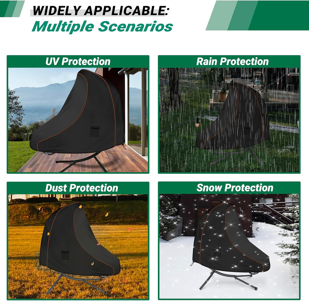 Patio Steel Stand Hammock Chair Cover, 420D Oxford Patio Hanging Chaise Loung...