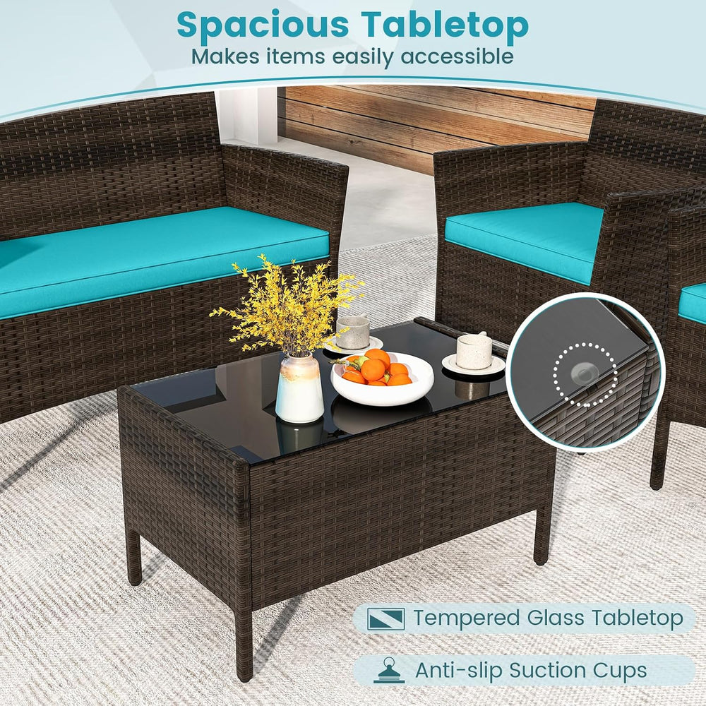 HAPPYGRILL 8 Pieces Patio Furniture Set Outdoor Rattan Conversation Set