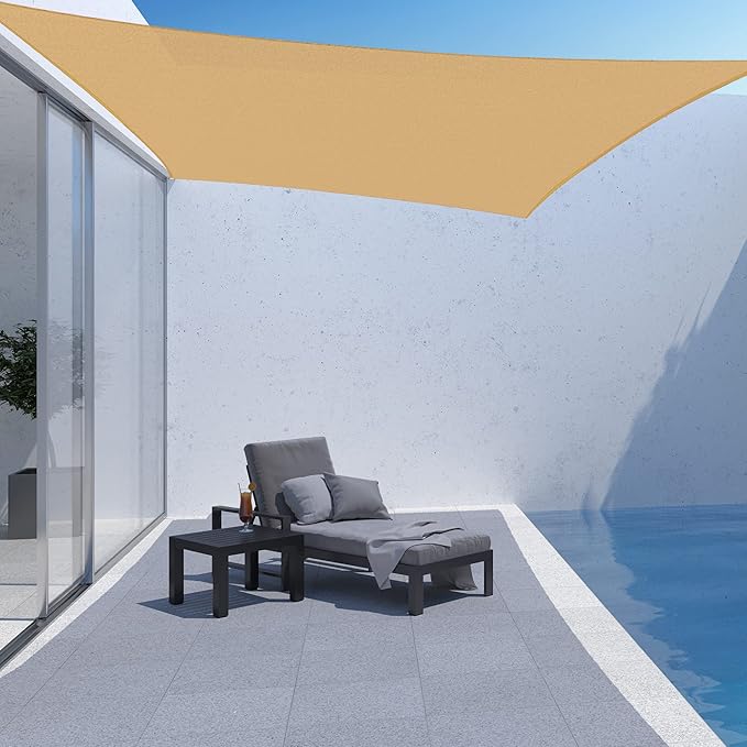 ASTEROUTDOOR Sun Shade Sail Rectangle 12' x 12' UV Block Canopy for P...