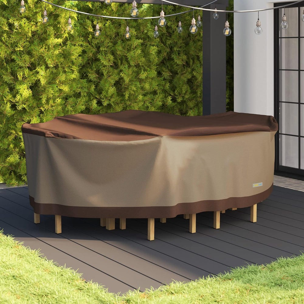 DUCKCOVERS Ultimate Waterproof Rectangular/Oval Patio Table with Chairs Cover...