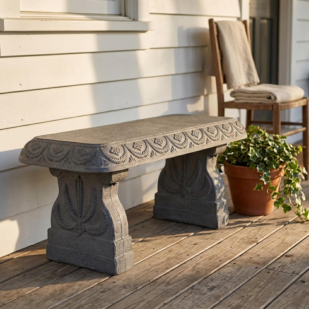 Basalt Grey Garden Bench - Outdoor Benches Weatherproof - Front Porch Seating...