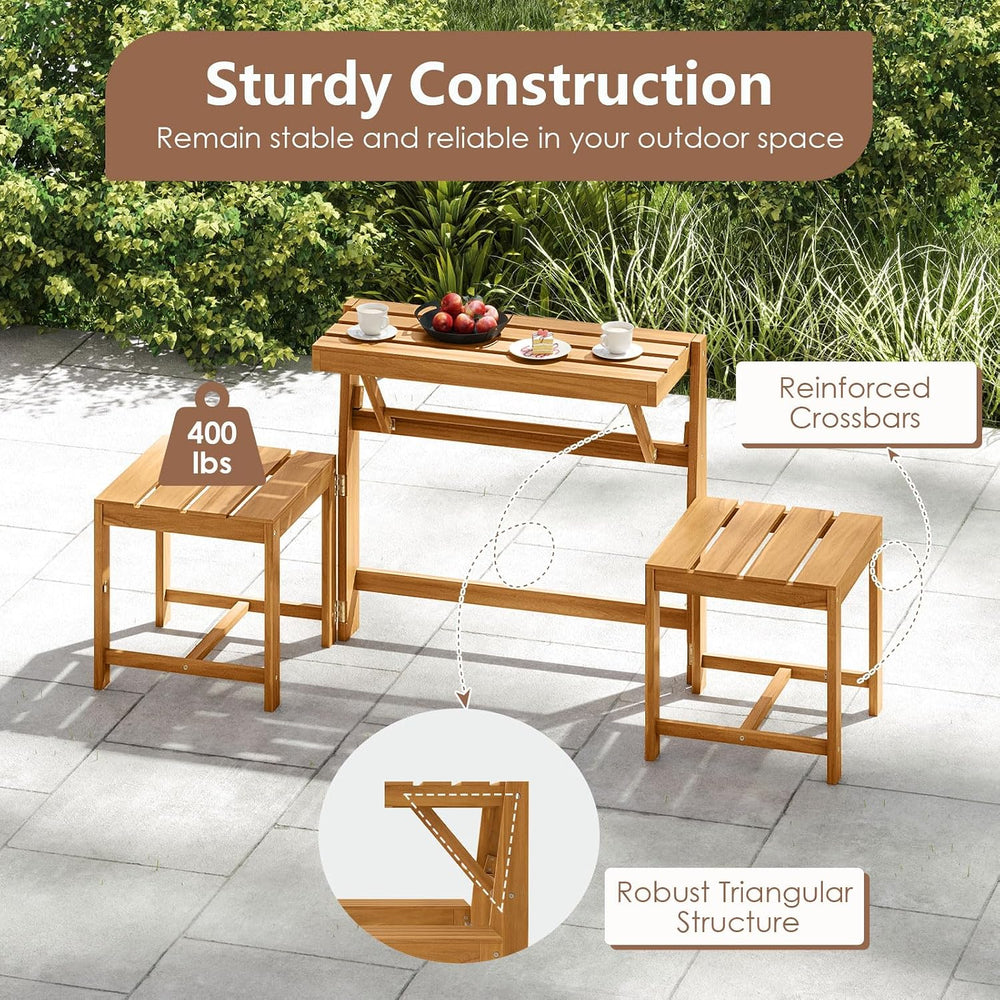 Tangkula 3-in-1 Convertible Bench Bar Table, Patio Convert A Bench