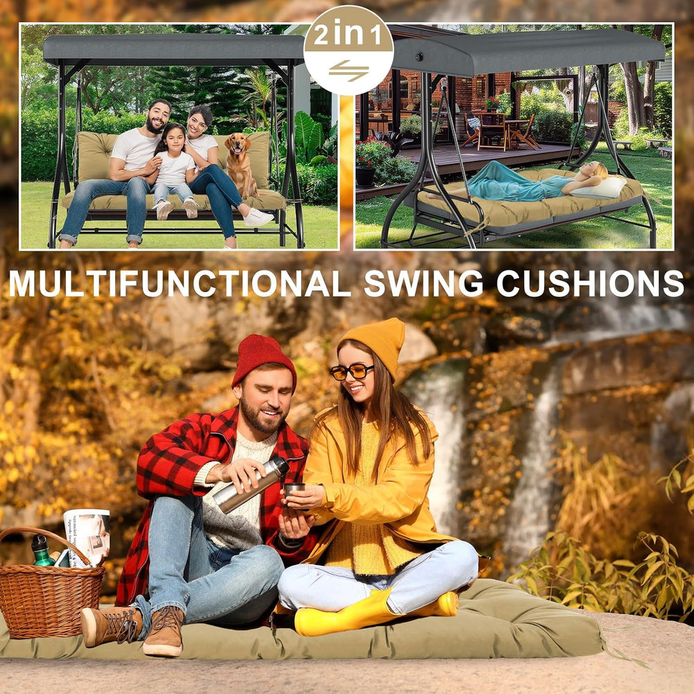 Durable Extra 5" Thick Outdoor Swing Cushions Waterproof 60 inch 3 Seate...