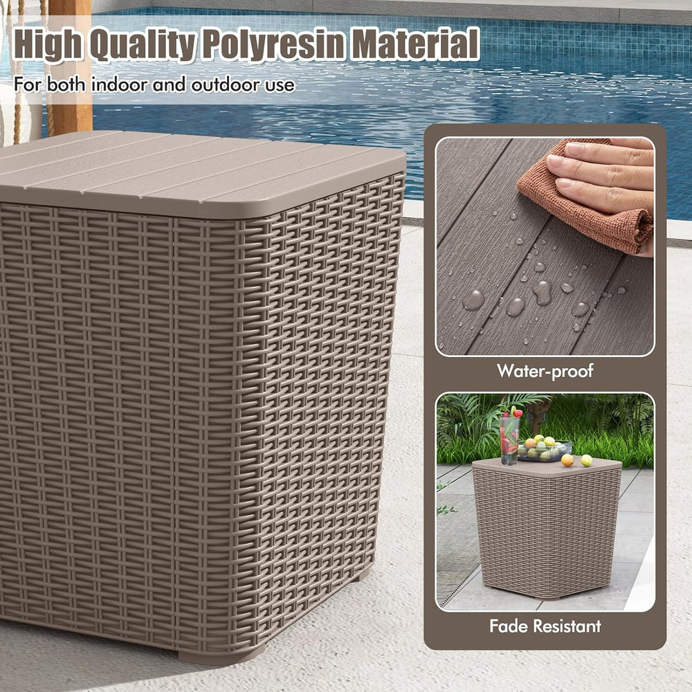 Tangkula 11.5 Gallon Water-proof Deck Box with Removable Lid, Brown