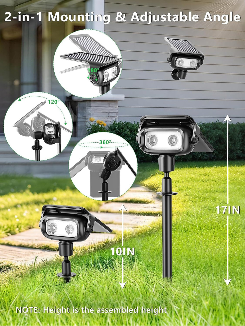 ODEETRONIC Smart Solar Spot Lights Halloween, Outdoor Yard RGBCW Spotlight