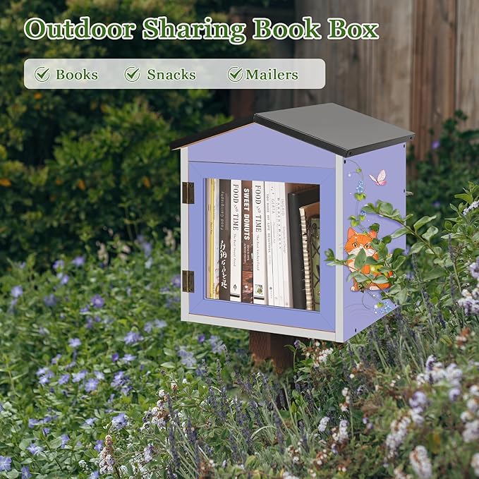 Outdoor Library Outdoor Book Box Storage Small Wooden Cabinet Little Literatu...