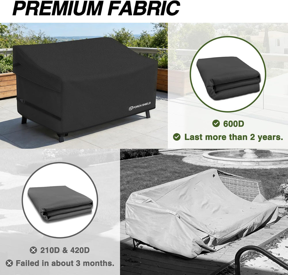 Porch Shield Waterproof Outdoor Sofa Cover 77W x 35D x 35H inch, Black