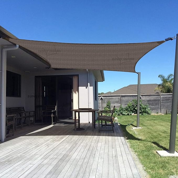 SUNNY GUARD Sun Shade Sail 12'x12' Rectangle Brown UV Block Sunshade ...