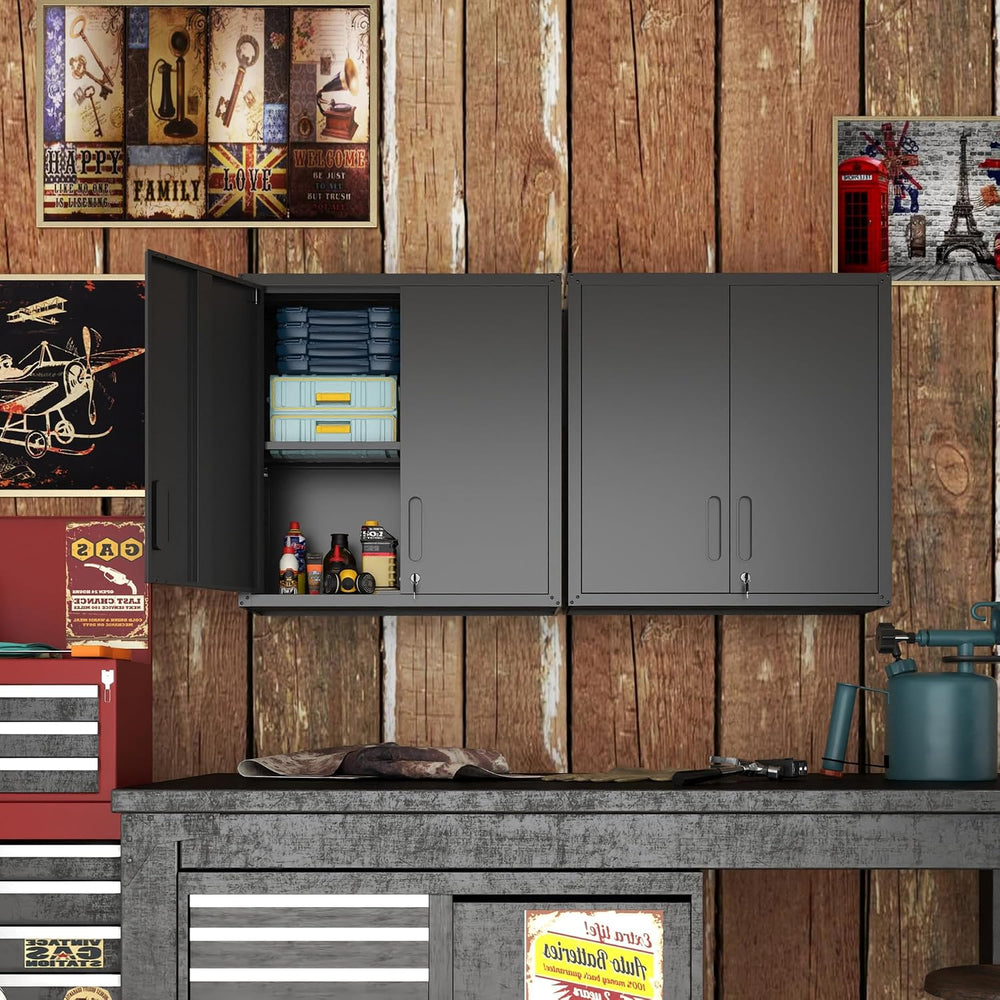 Wall Mounted Metal Storage Cabinet, Garage Hanging Tool Cabinet