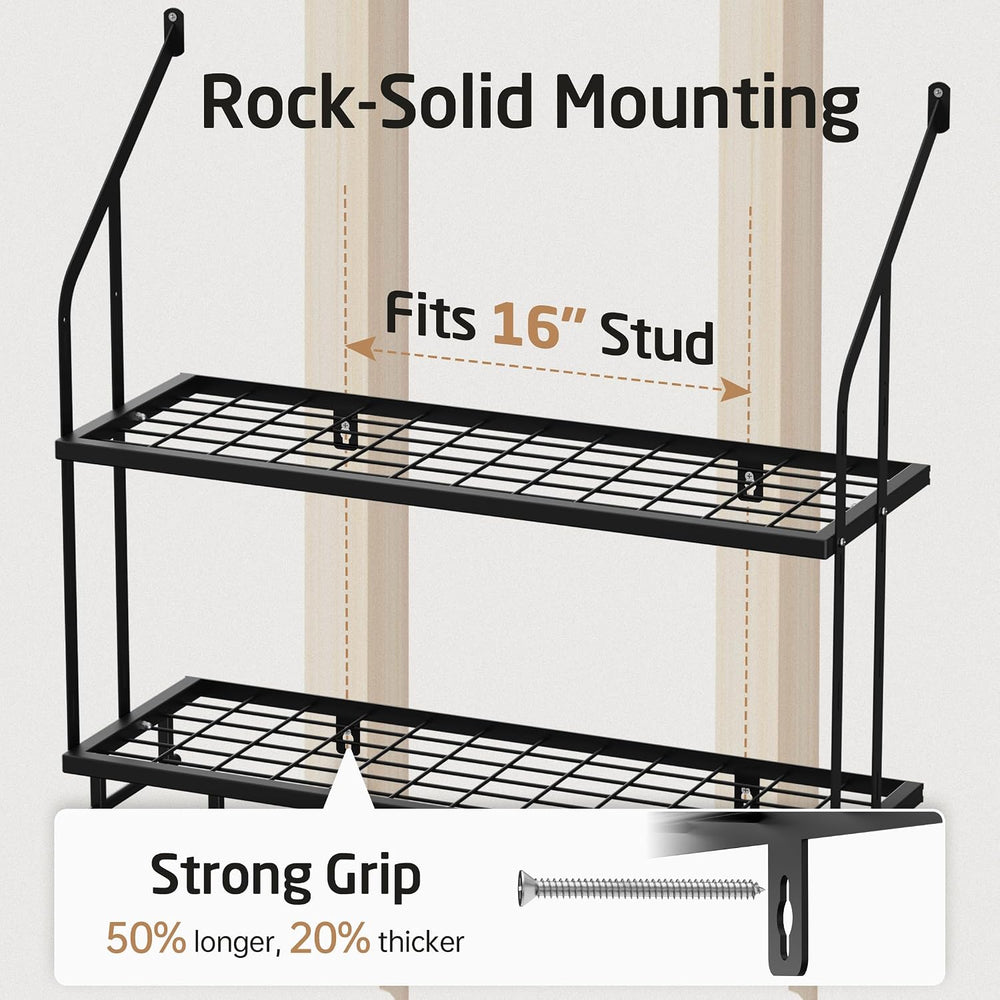 KES 30-Inch Pot Rack Wall Mounted, 8 Secure Lid Holders & 12 Sturdy Hooks