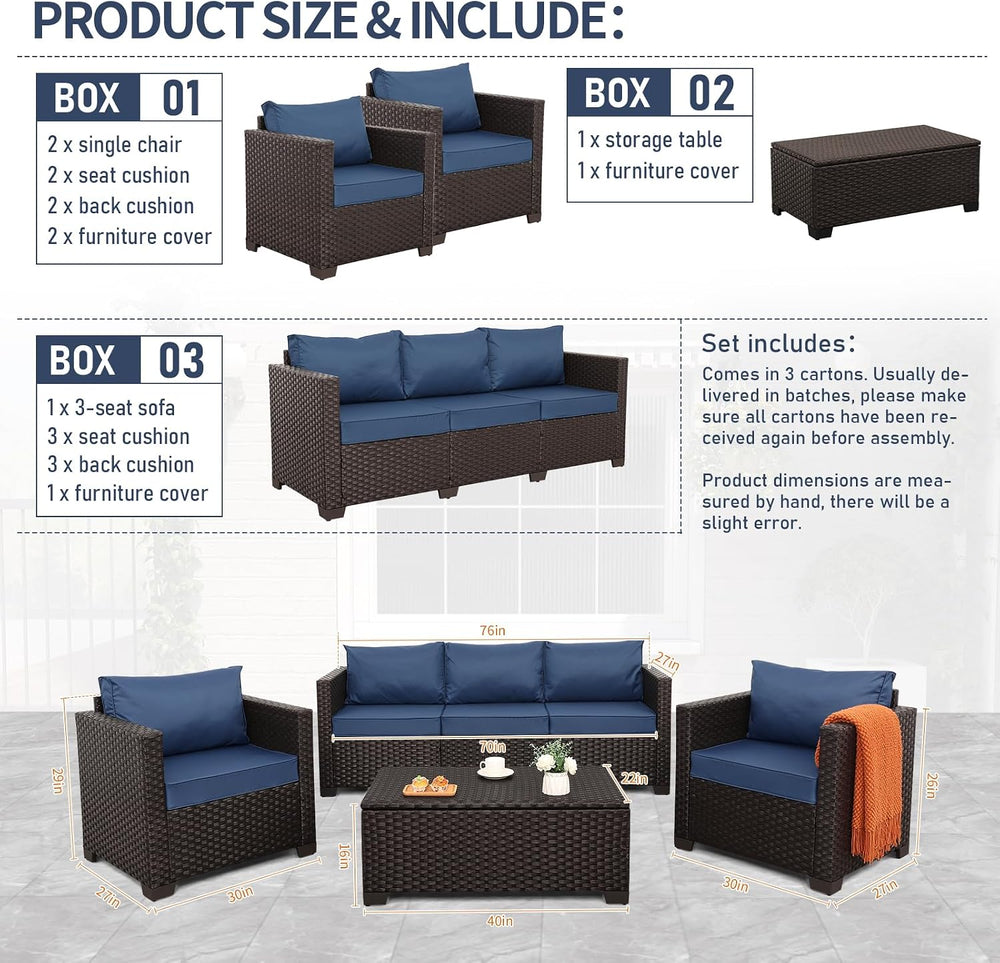 Rattan Star 4 Piece Patio Furniture Set 45In Fire Pit Table Outdoor Furniture...