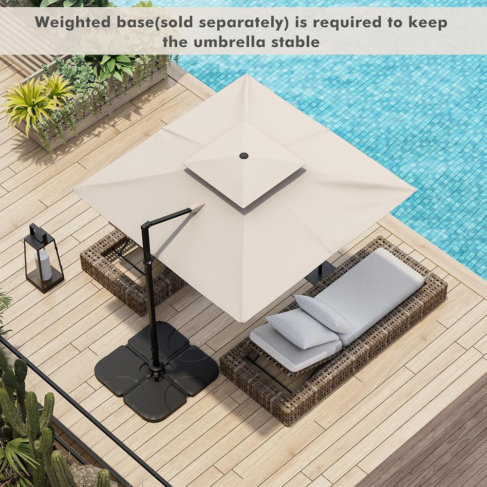 Tangkula 9.5 FT Cantilever Patio Umbrella, Outdoor Square Offset Umbrella wit...