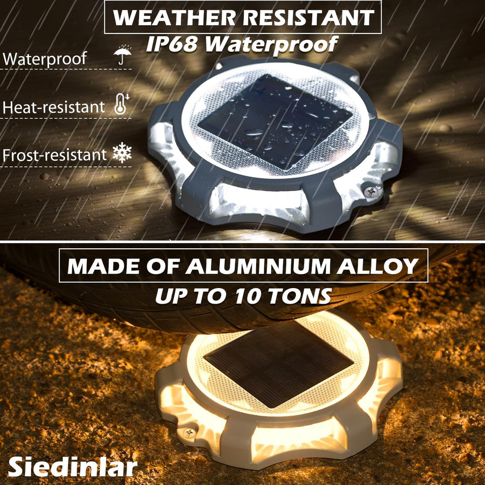 SIEDiNLAR Solar Deck Lights Outdoor 2 Modes LED, 8 Pack White/Warm Lighting