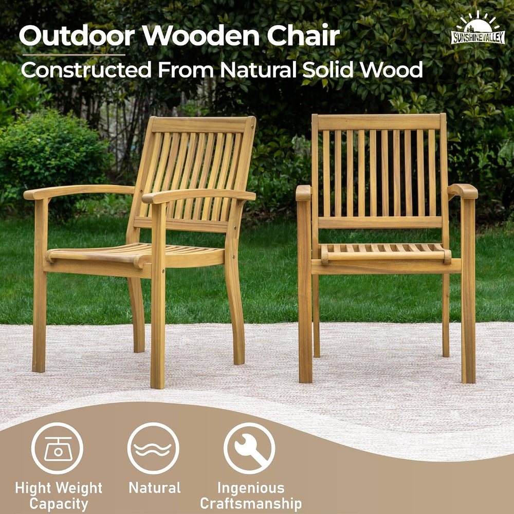 Acacia Wood Patio Dining Set for 8, Expandable Table