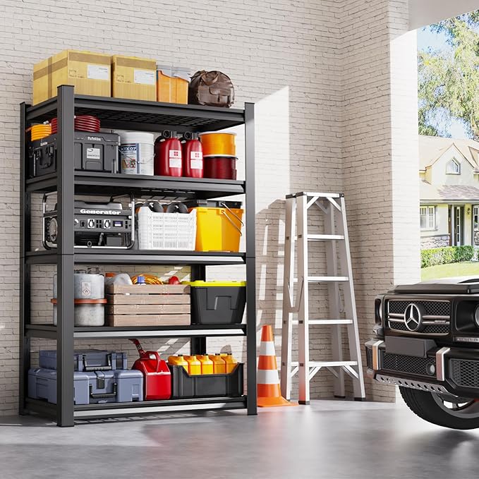 Set of 4 Garage Shelving-3000 lbs 5 Tier Storage Shelves,Adjustable Heavy Dut...