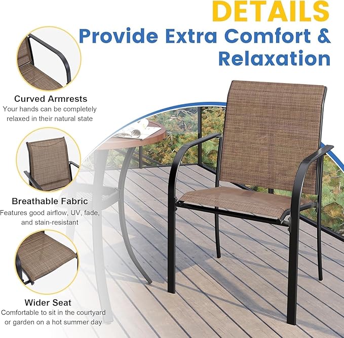 VICLLAX 5 Pieces Patio Dining Set for 4, Outdoor Furniture Set Includes 40.7&...