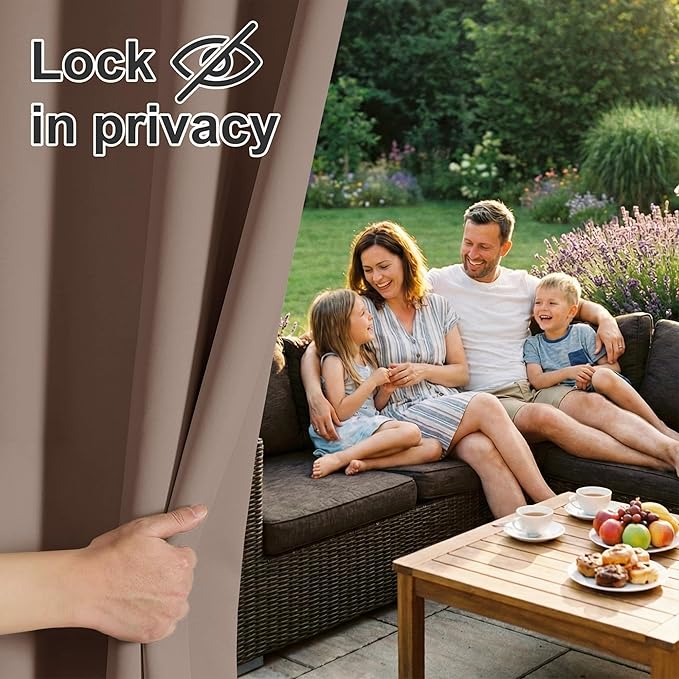 RYB HOME Outdoor Curtains for Patio Waterproof Block Sunlight Thermal Insulat...