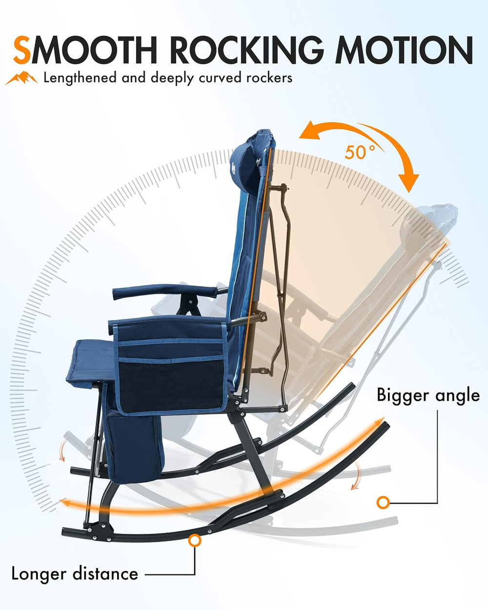 Portal Heated Folding Rocking Camping Chair Oversized Portable Outdoor Rocker...