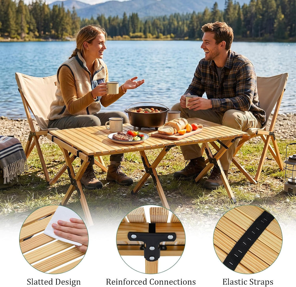 COSTWAY Folding Picnic Table, Portable 4ft Roll Up Camping Table